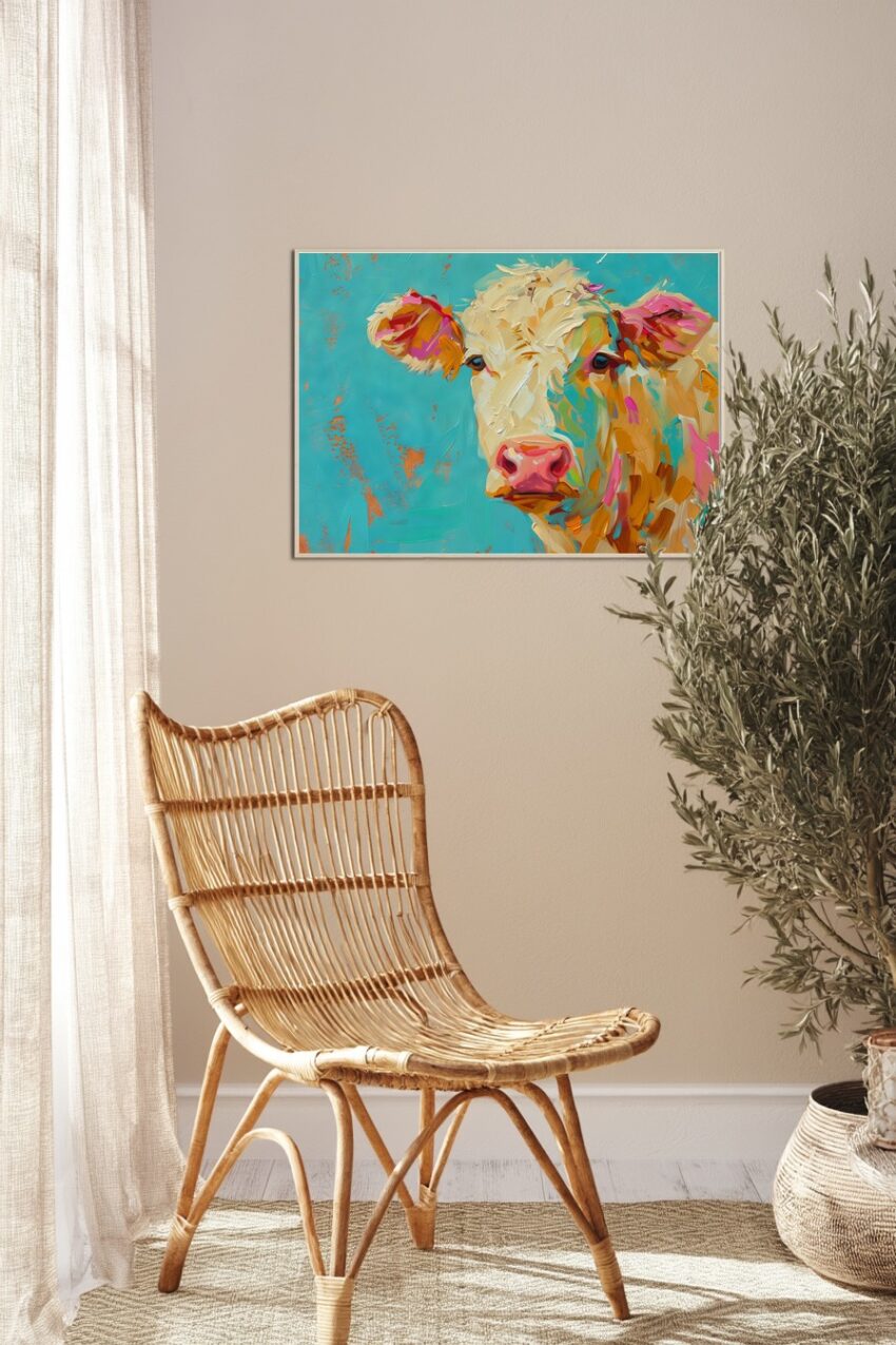 Malerei Poster Kuh farbig bunt