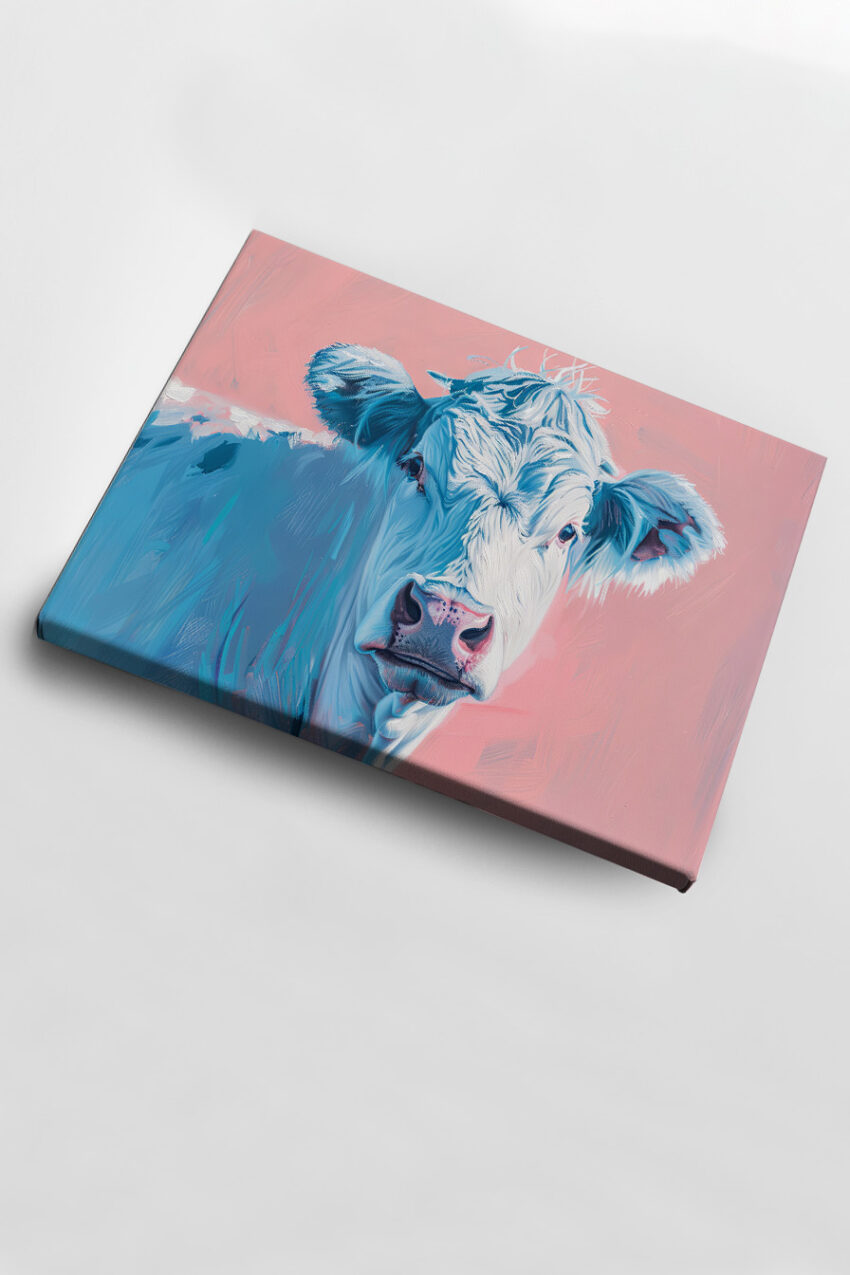 Digitale Kunst Poster Kuh Kopf rosa weiß