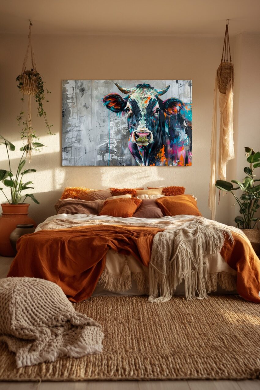 Grafik Poster Kuh bunt farbig urban