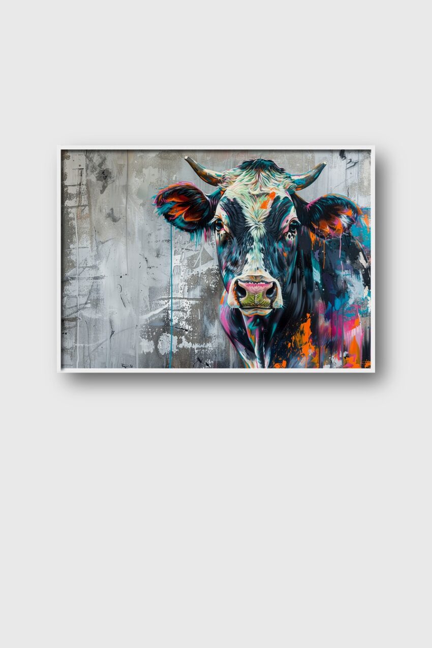 Grafik Poster Kuh bunt farbig urban