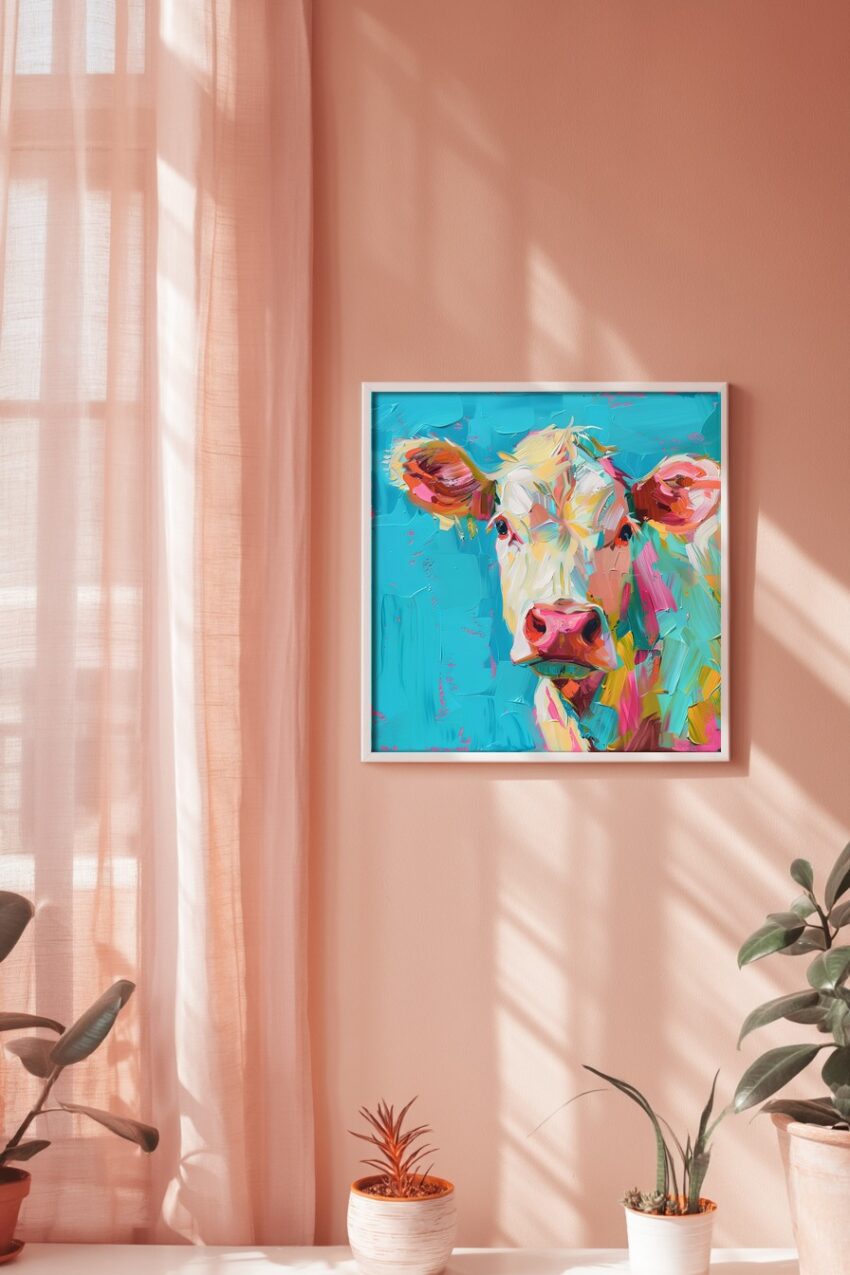 Digitale Kunst Poster Kuh farbig bunt abstrakt