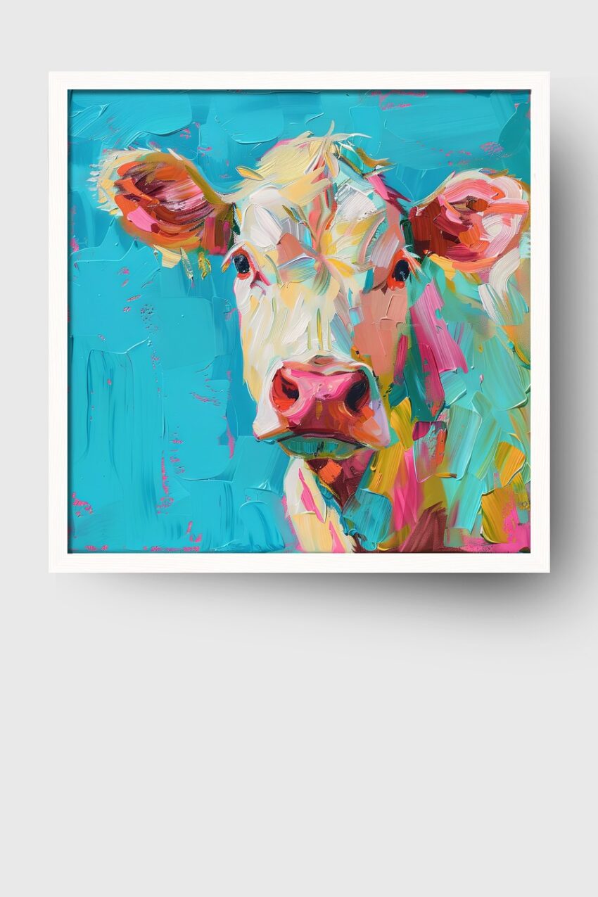 Digitale Kunst Poster Kuh farbig bunt abstrakt