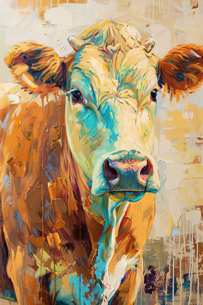 Malerei Poster Kuh farbig expressiv bunt