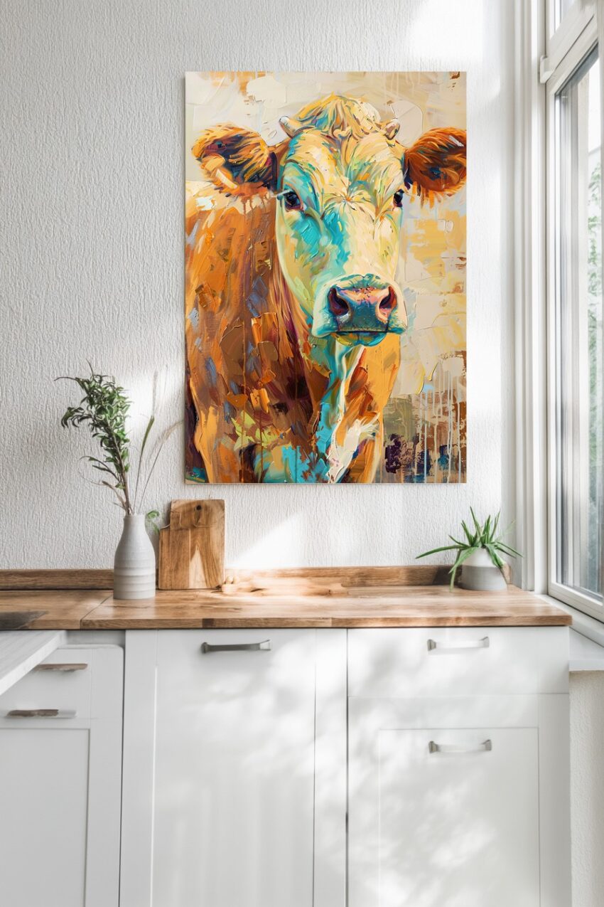 Malerei Poster Kuh farbig expressiv bunt
