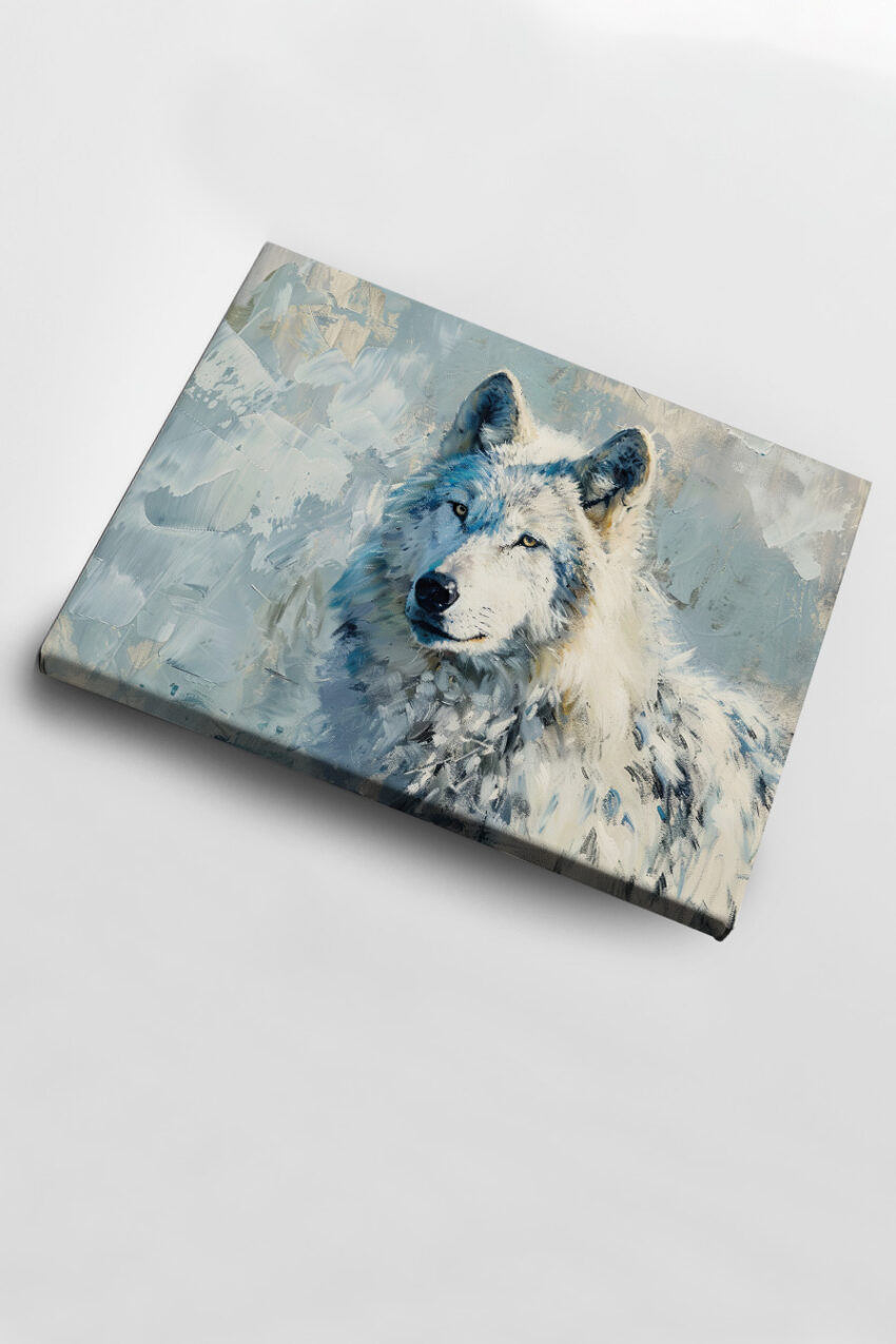 Malerei Poster Wolf Portrait weiß ruhig