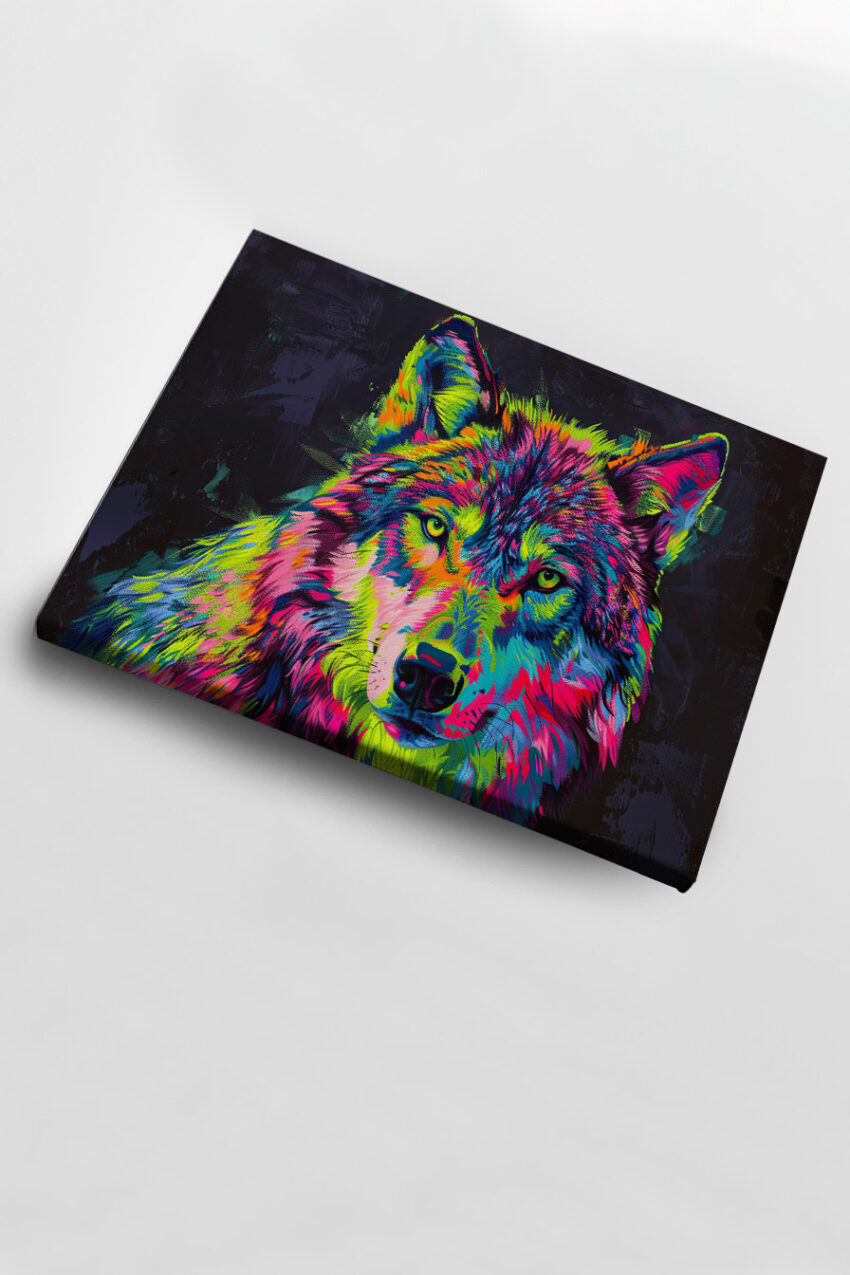 Digitale Kunst Poster Wolf bunt farbig neon
