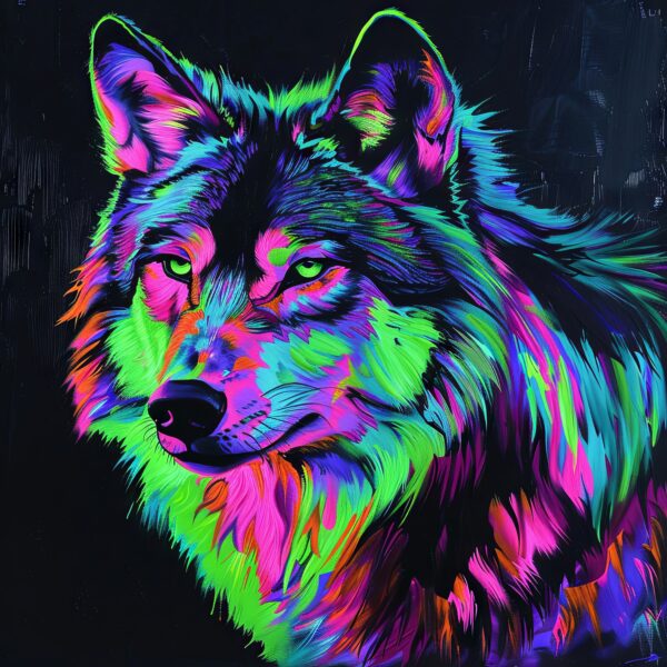 Wolf neonfarben Leinwandbild