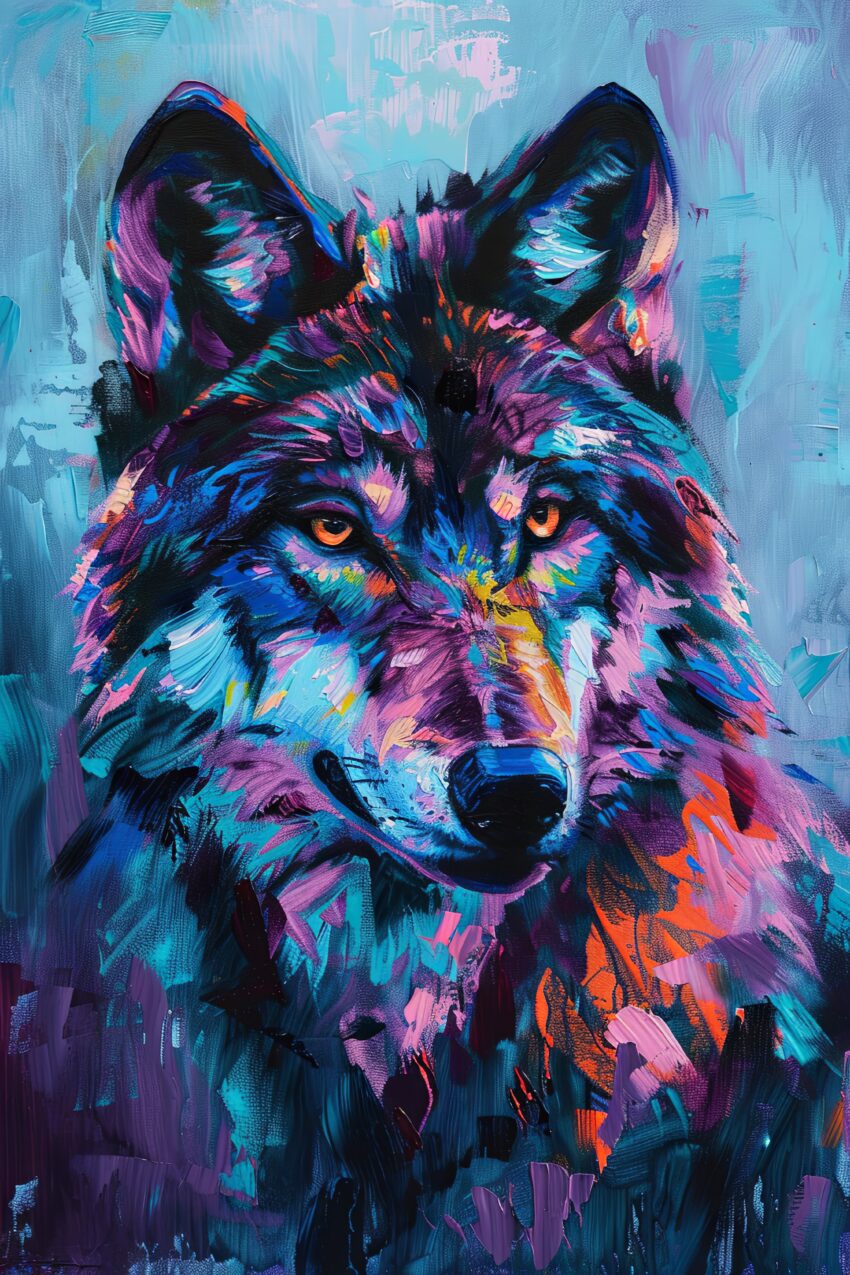 Digitale Kunst Poster Wolf farbig bunt