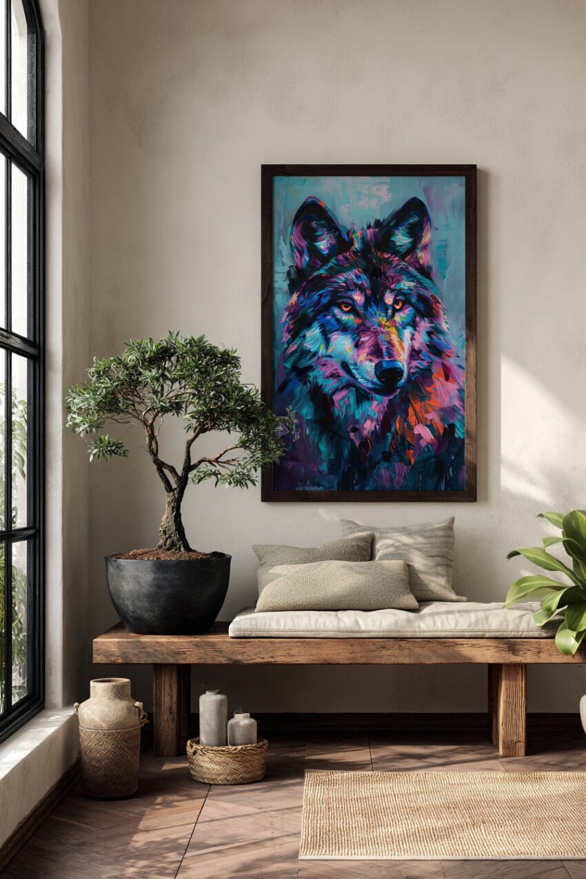 Digitale Kunst Poster Wolf farbig bunt