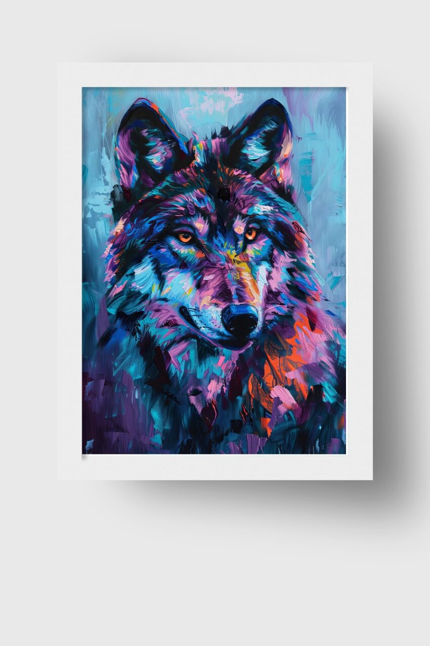 Digitale Kunst Poster Wolf farbig bunt