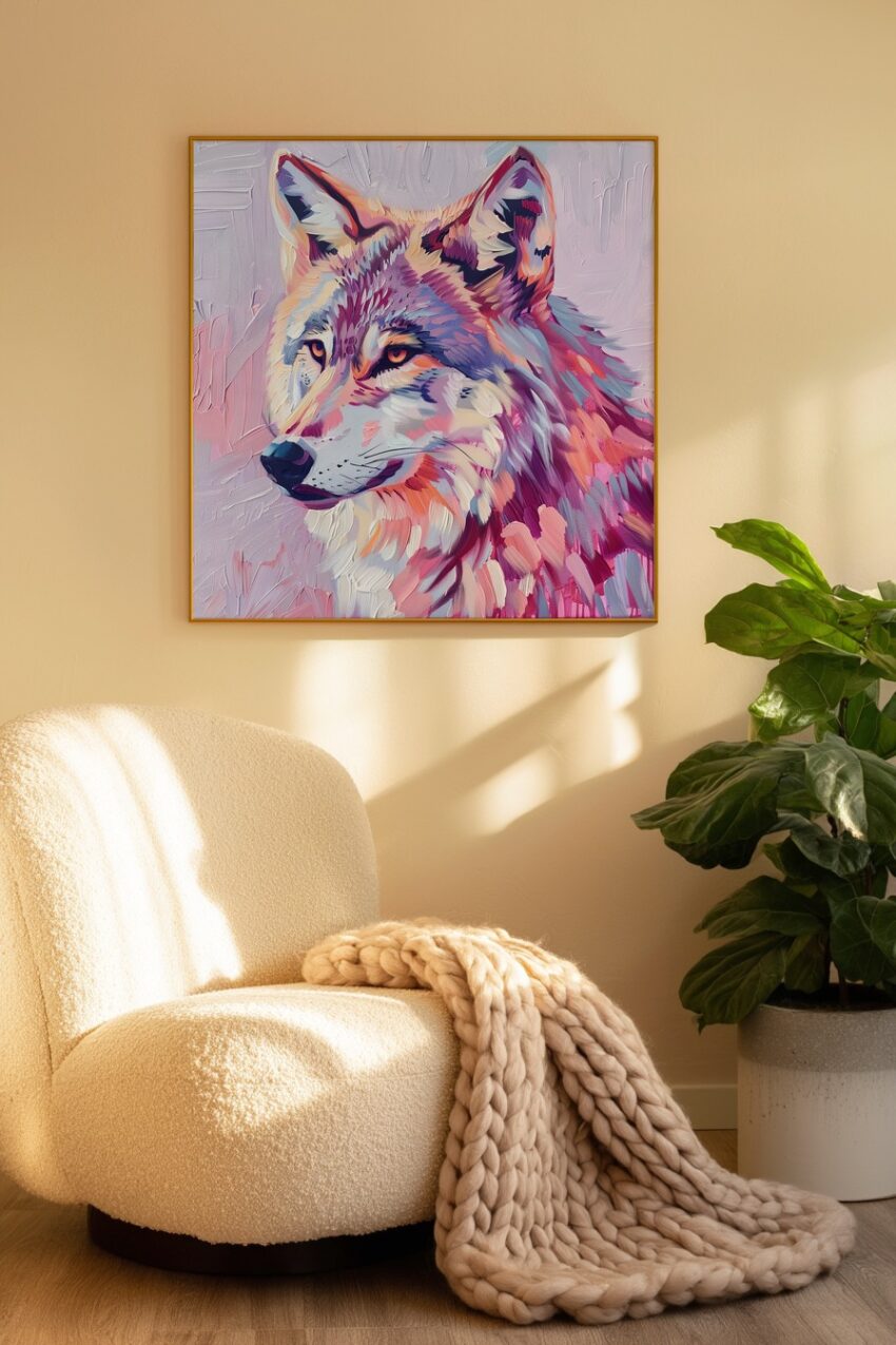 Malerei Poster Wolf farbig bunt