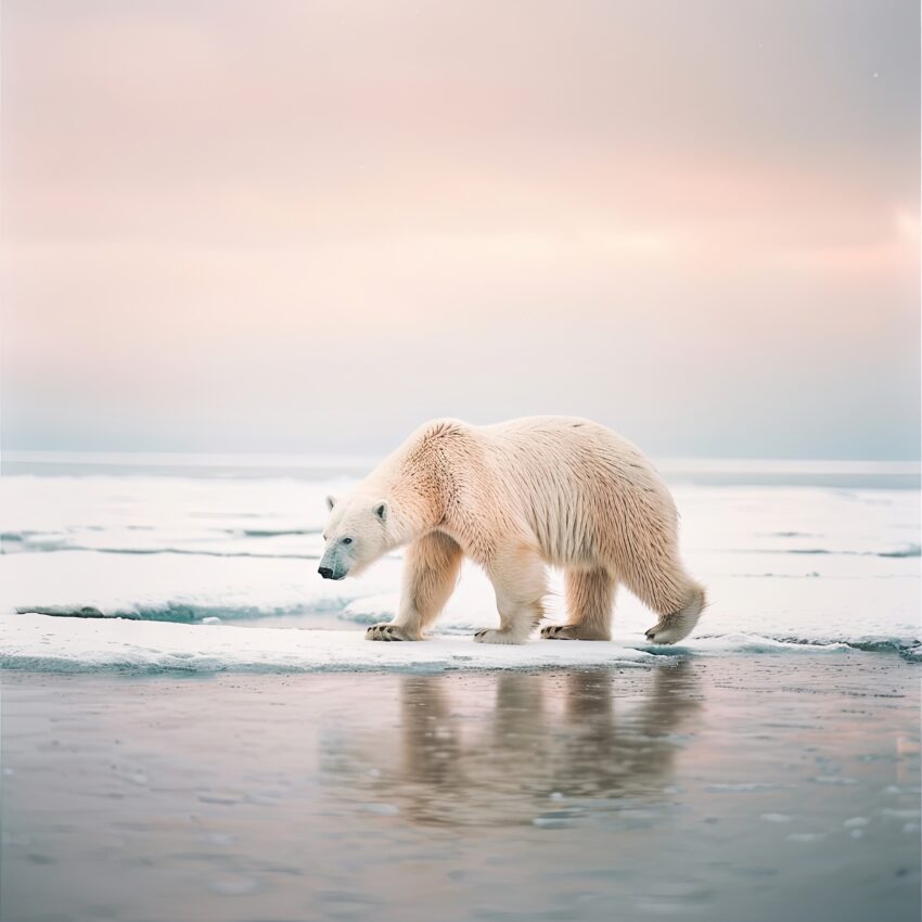 Fotografie Poster Eisbär Eislandschaft kalt weiß