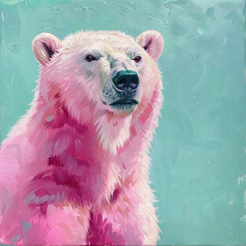 Illustration Poster Eisbär farbig blau rosa