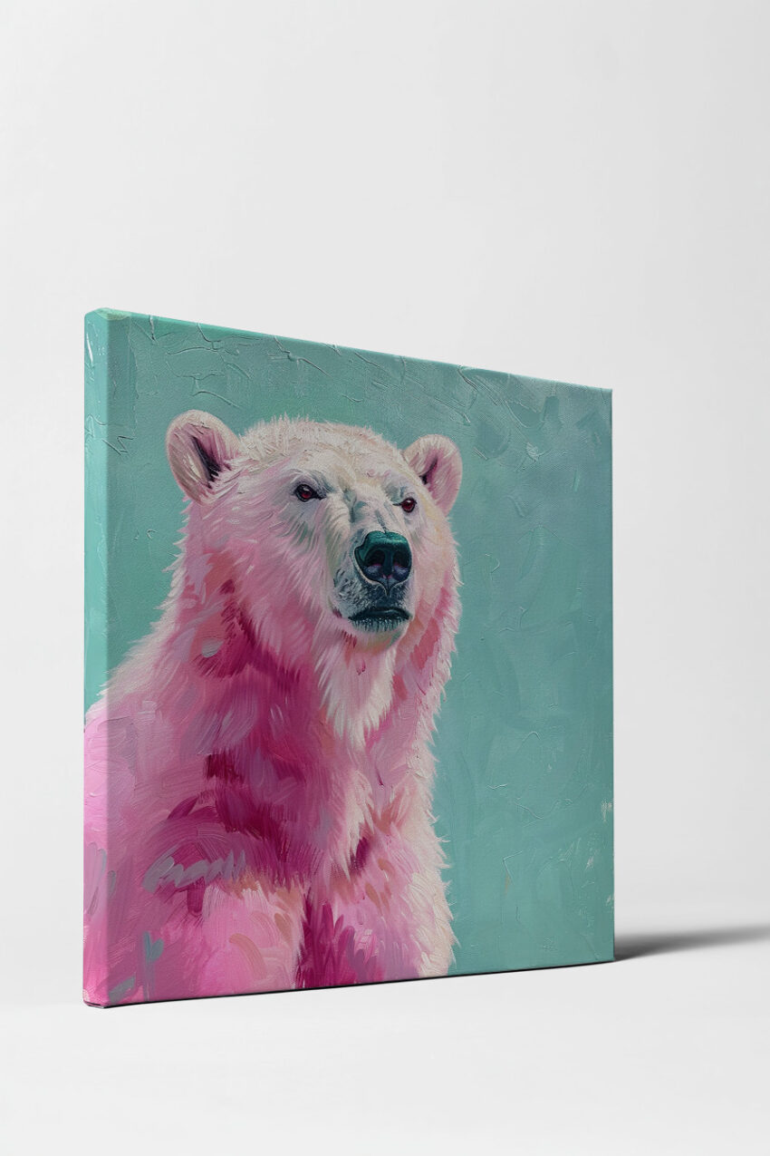 Illustration Poster Eisbär farbig blau rosa