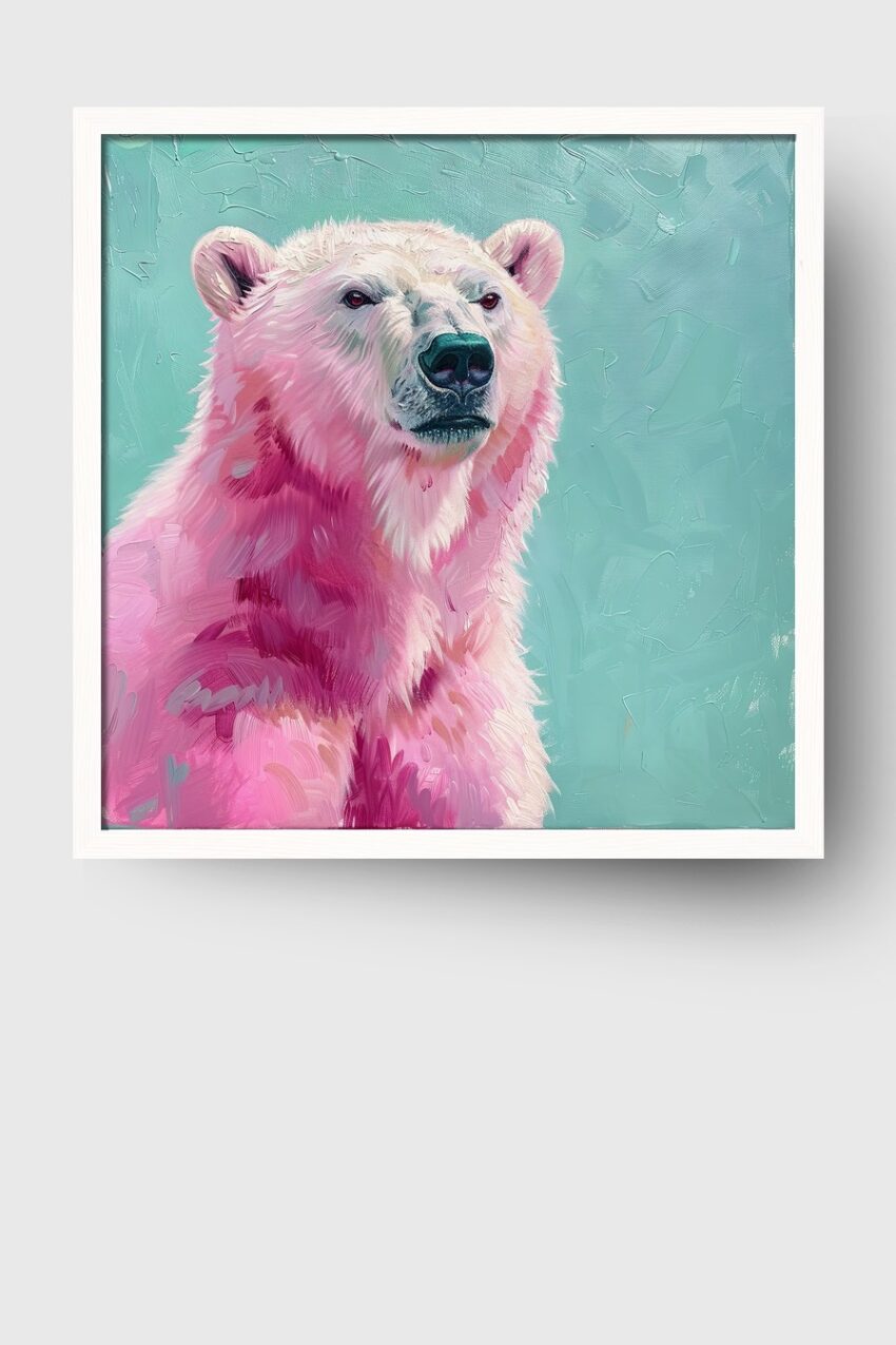 Illustration Poster Eisbär farbig blau rosa