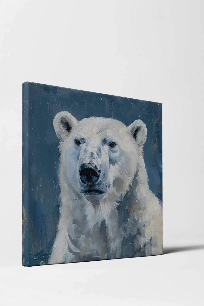 Malerei Poster Eisbär Kopf weiß blau