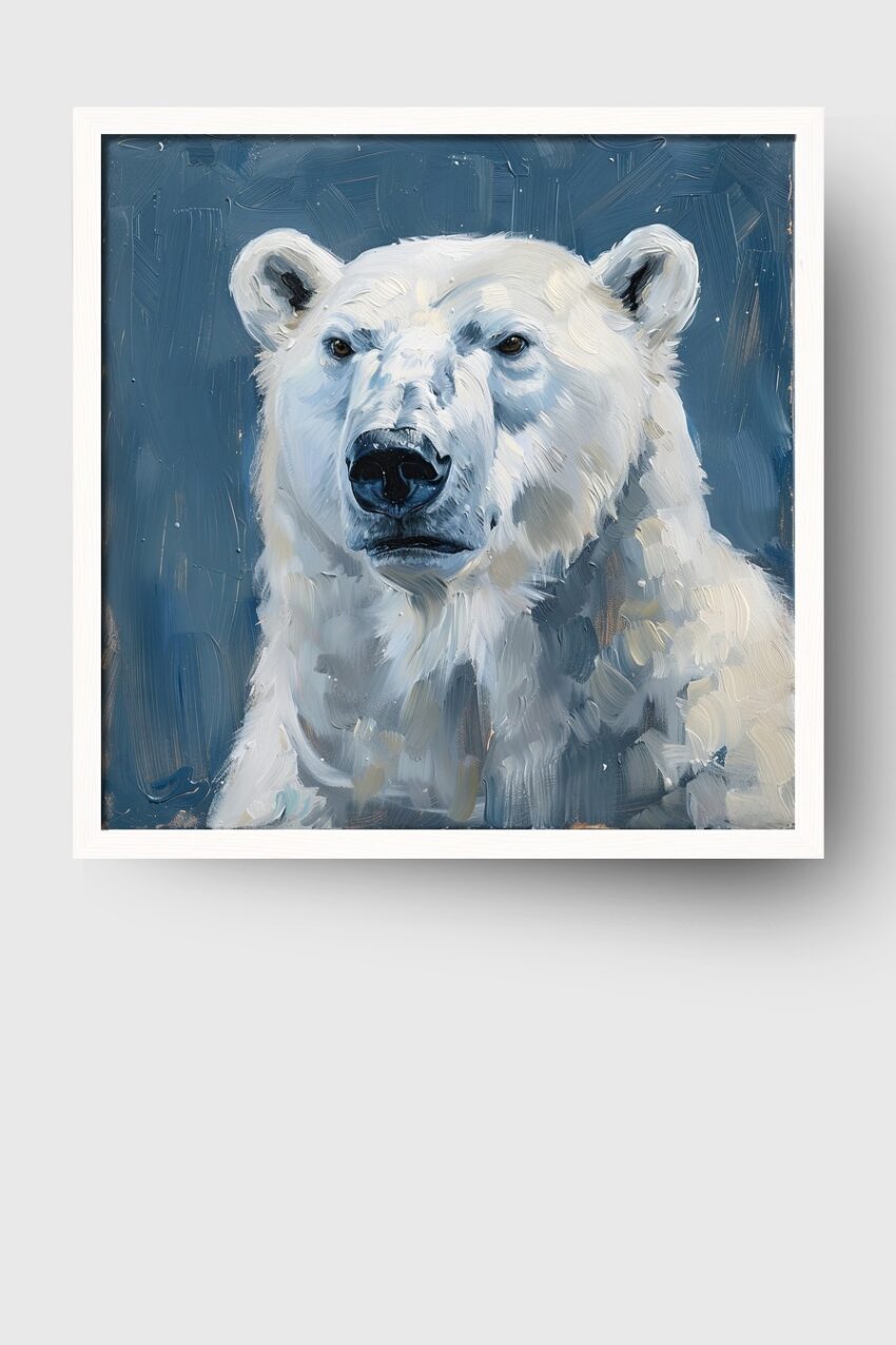 Malerei Poster Eisbär Kopf weiß blau