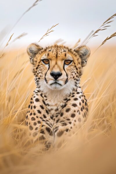 Gepard im Gras Gerahmt