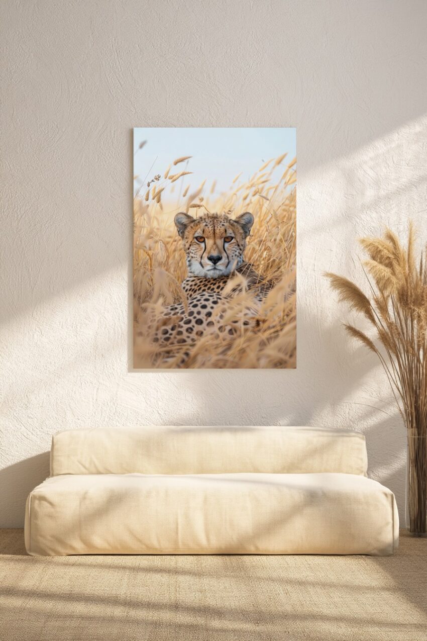 Fotografie Poster Gepard Kopf Fokus warm