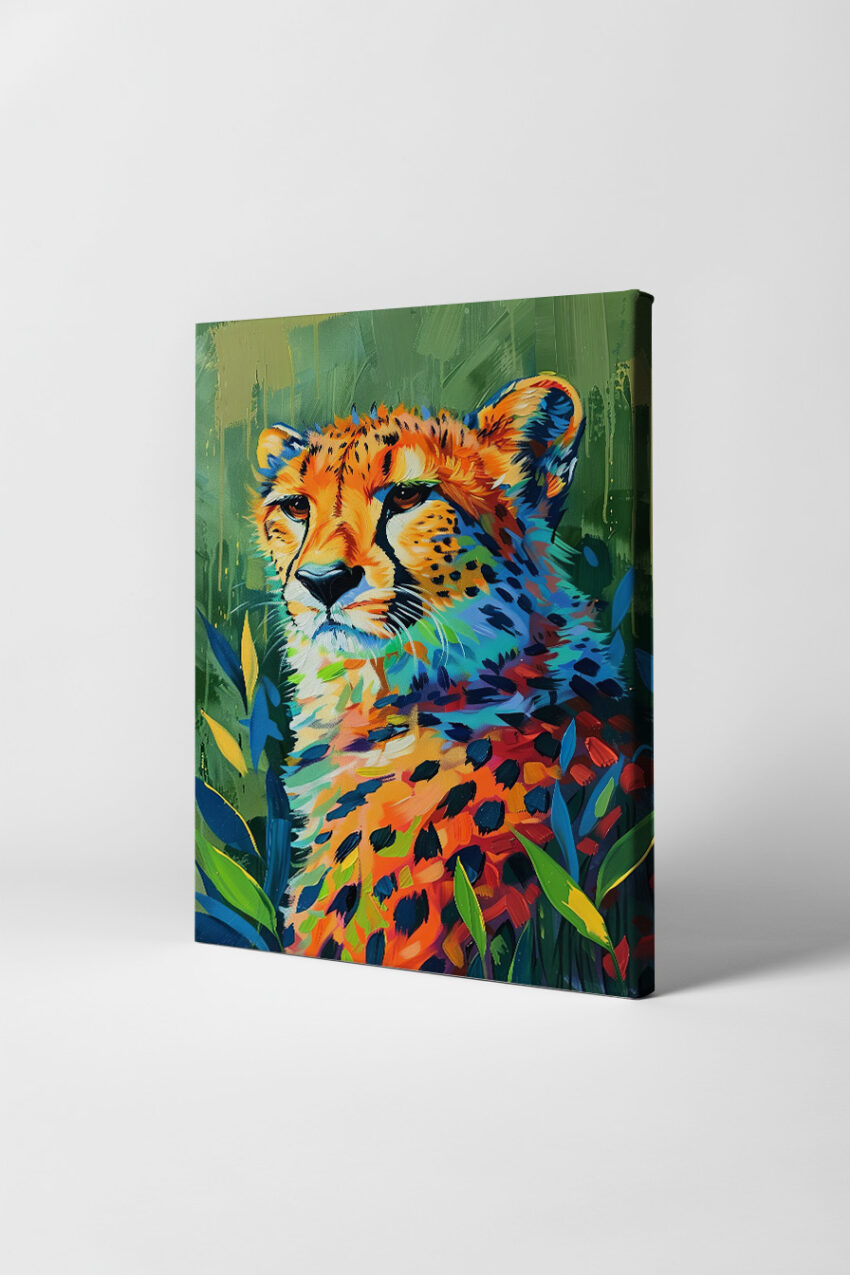 Digitale Kunst Poster Gepard bunt farbig grün