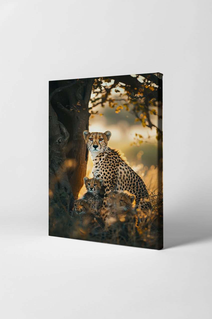 Fotografie Poster Gepard Familie warmes Licht