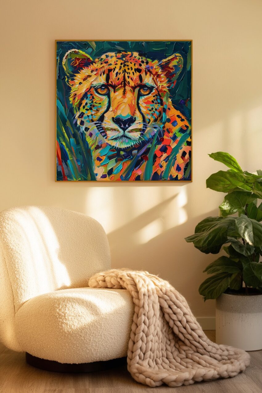 Gemälde Poster Gepard farbig bunt