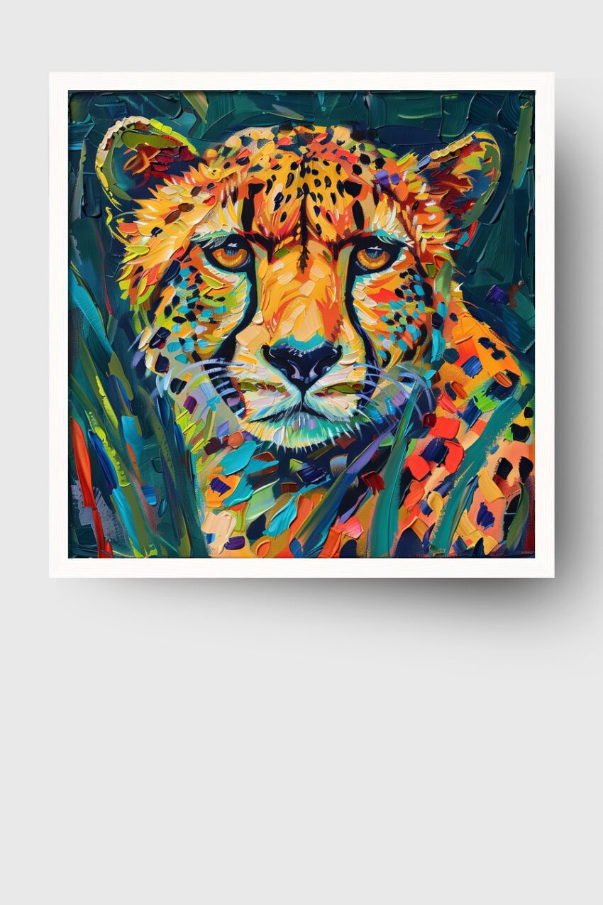 Gemälde Poster Gepard farbig bunt