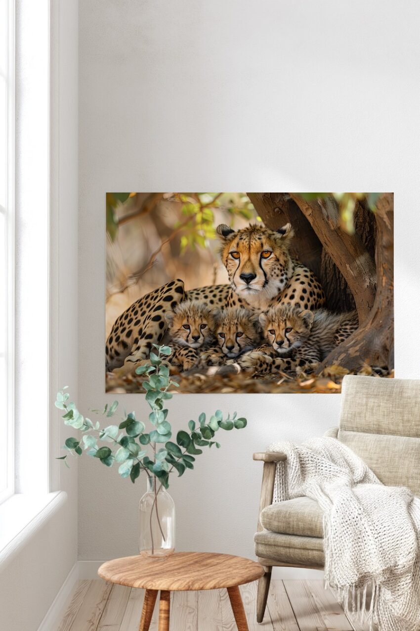 Fotografie Poster Gepard Familie ruhige Szene Afrika