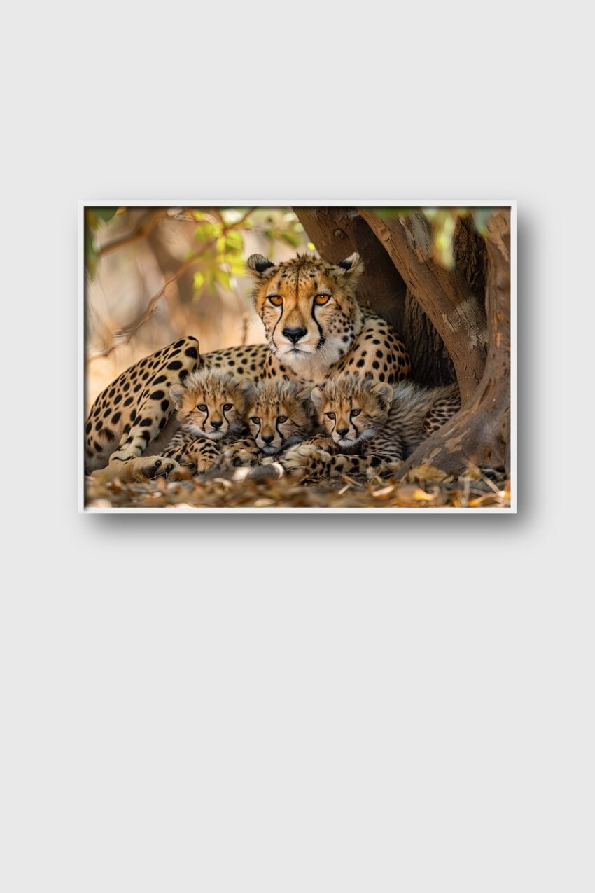 Fotografie Poster Gepard Familie ruhige Szene Afrika