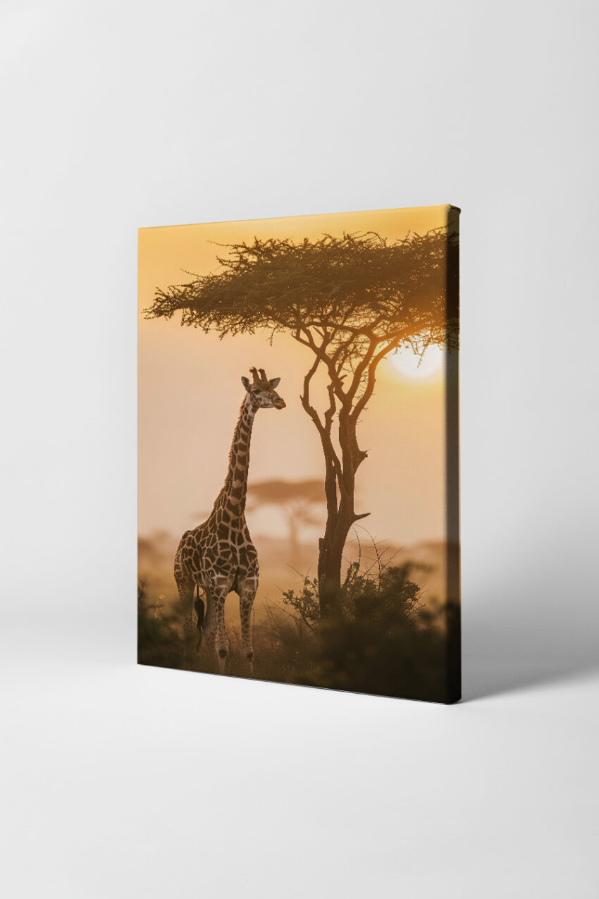 Fotografie Poster Giraffe Morgenlicht Afrika