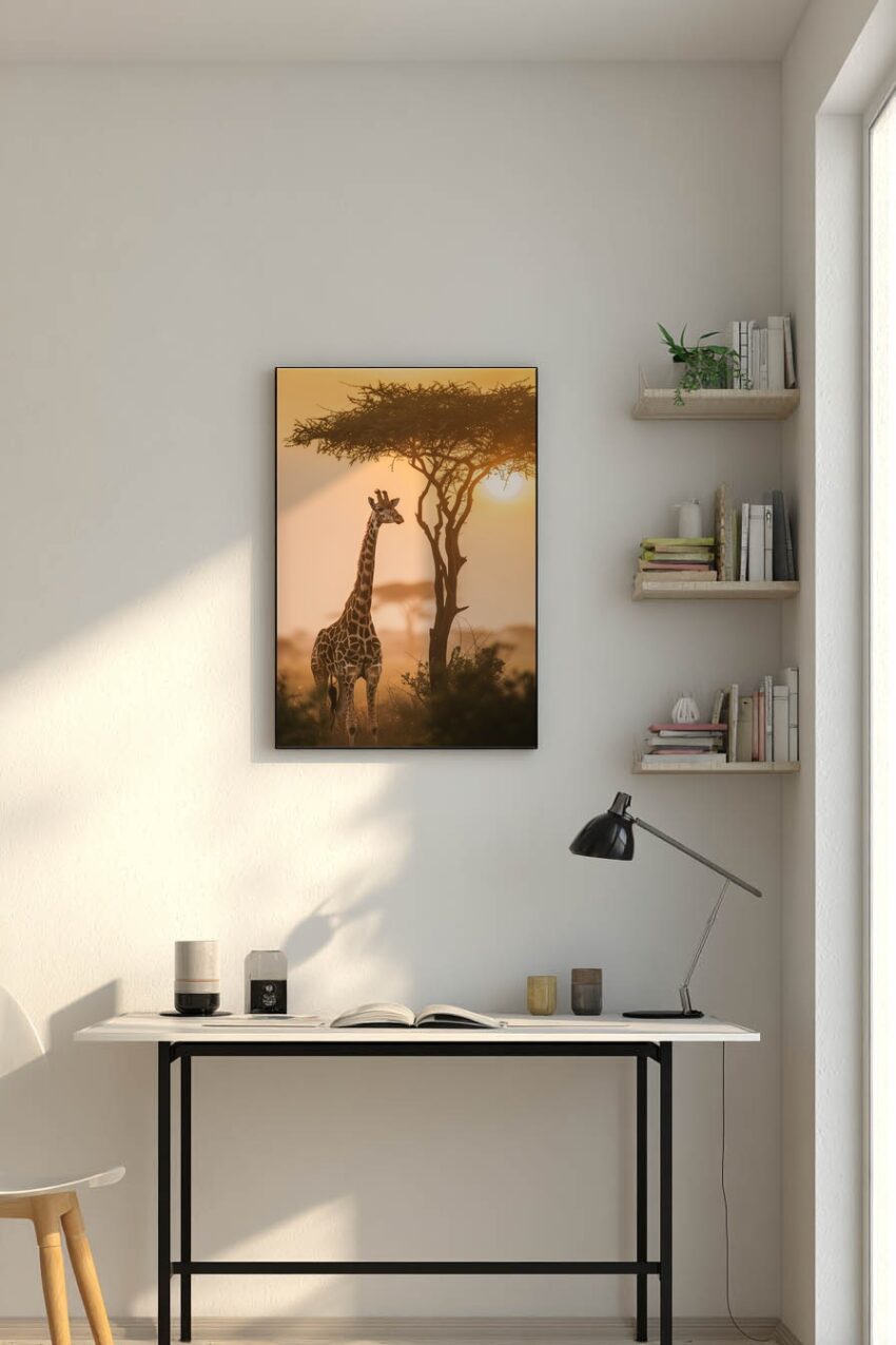 Fotografie Poster Giraffe Morgenlicht Afrika