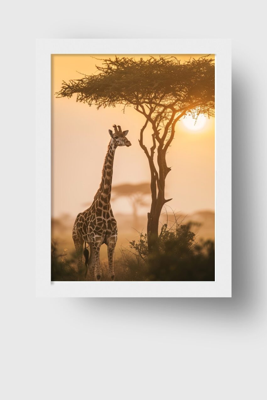 Fotografie Poster Giraffe Morgenlicht Afrika