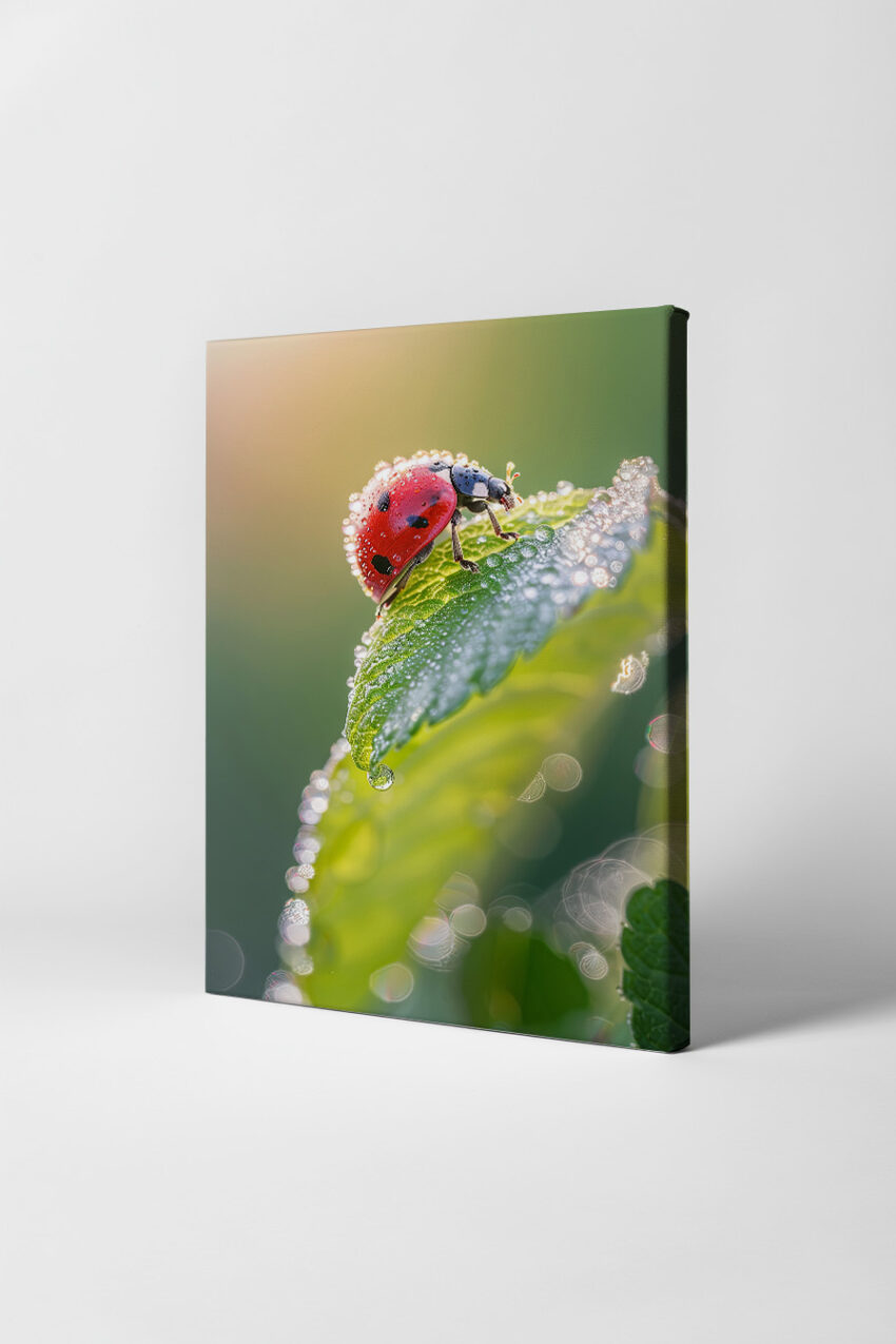 Fotografie Poster Marienkäfer rot grün tau