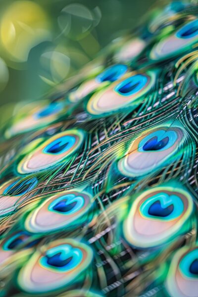 Pfauenfedern Detail Gerahmt