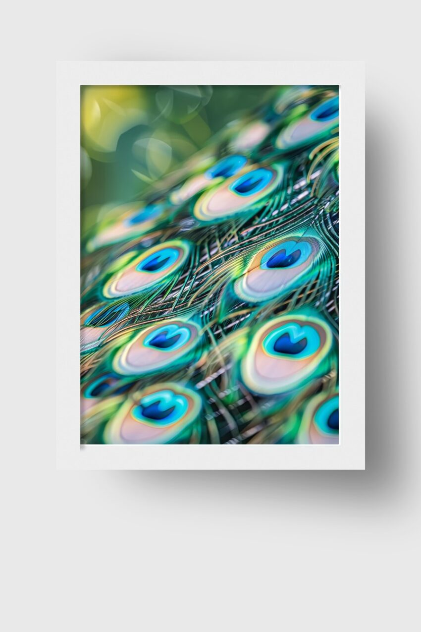 Fotografie Poster Pfauenfedern Detail blau grün