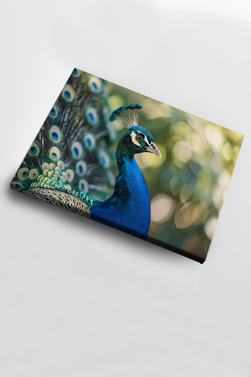 Fotografie Poster Pfau Kopf detailreich blau grün