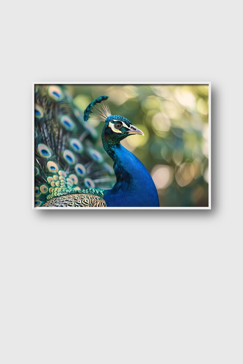 Fotografie Poster Pfau Kopf detailreich blau grün