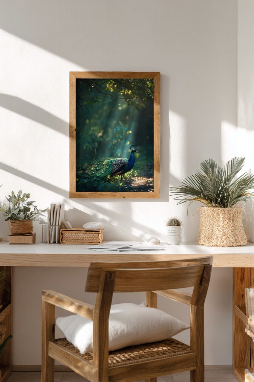 Fotografie Poster Pfau Federkleid grün blau