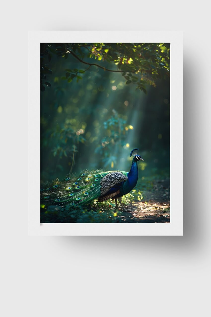 Fotografie Poster Pfau Federkleid grün blau