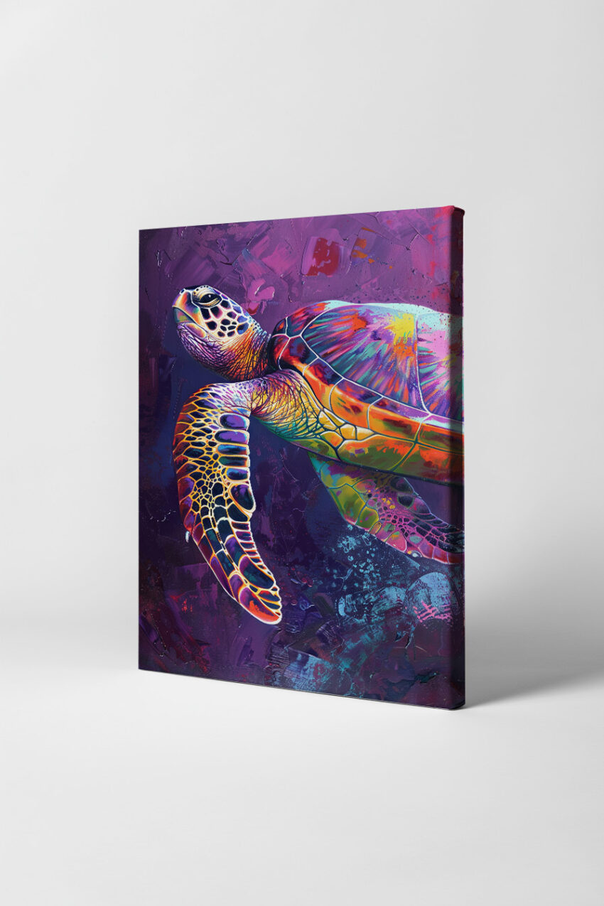 Digitale Kunst Poster Schildkröte bunt farbenfroh