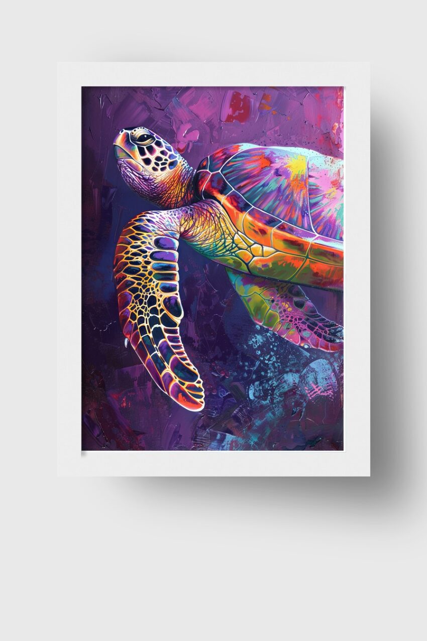 Digitale Kunst Poster Schildkröte bunt farbenfroh