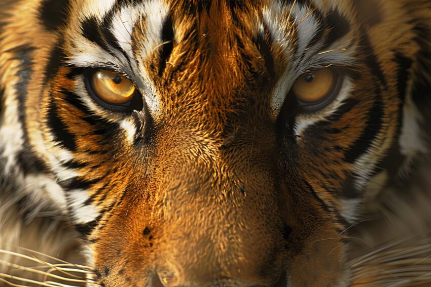 Fotografie Poster Tiger intensive goldene Augen Nahaufnahme