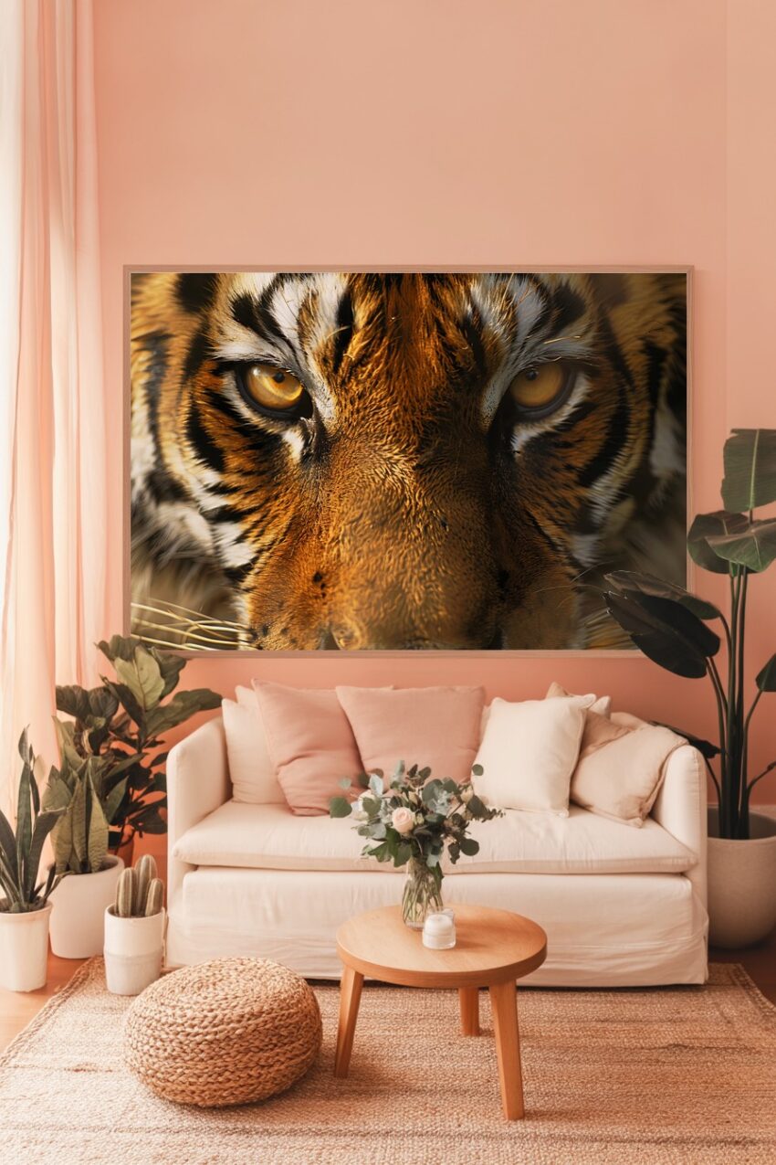 Fotografie Poster Tiger intensive goldene Augen Nahaufnahme