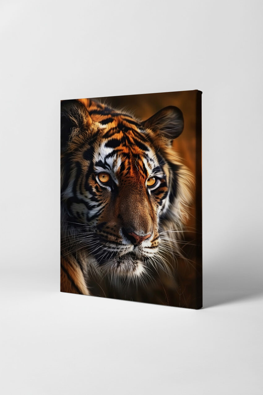 Fotografie Poster Tiger Blick intensiv orange schwarz