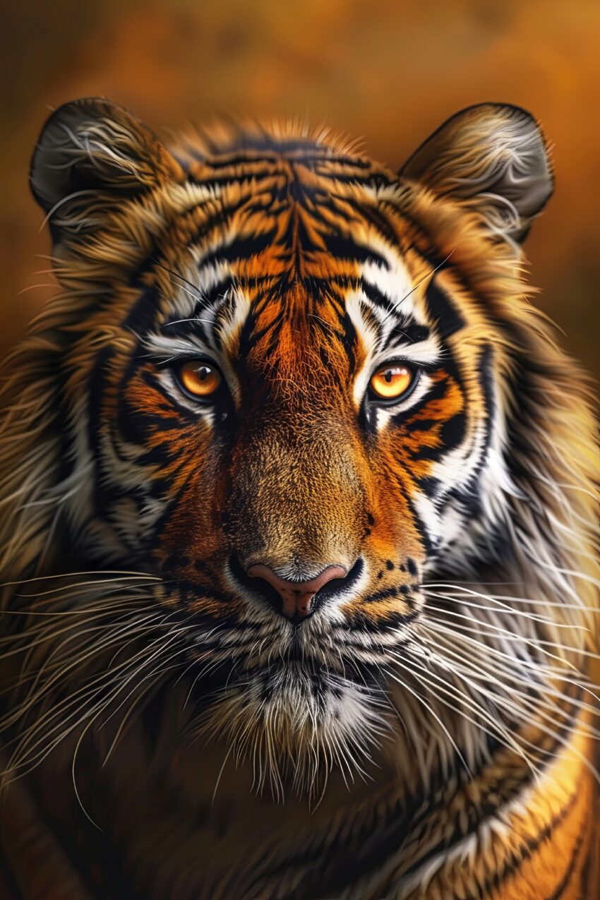 Fotografie Poster Tiger Blick intensiv orange