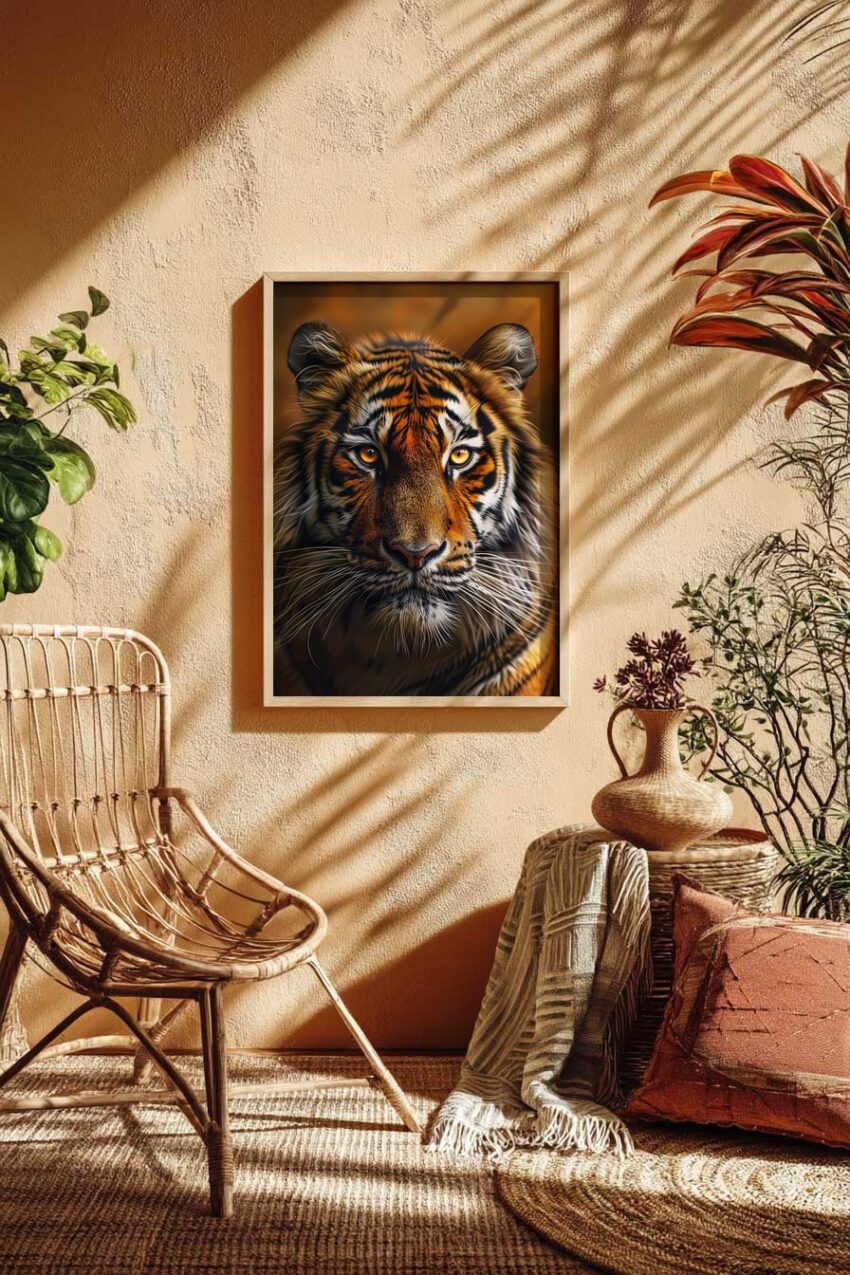 Fotografie Poster Tiger Blick intensiv orange