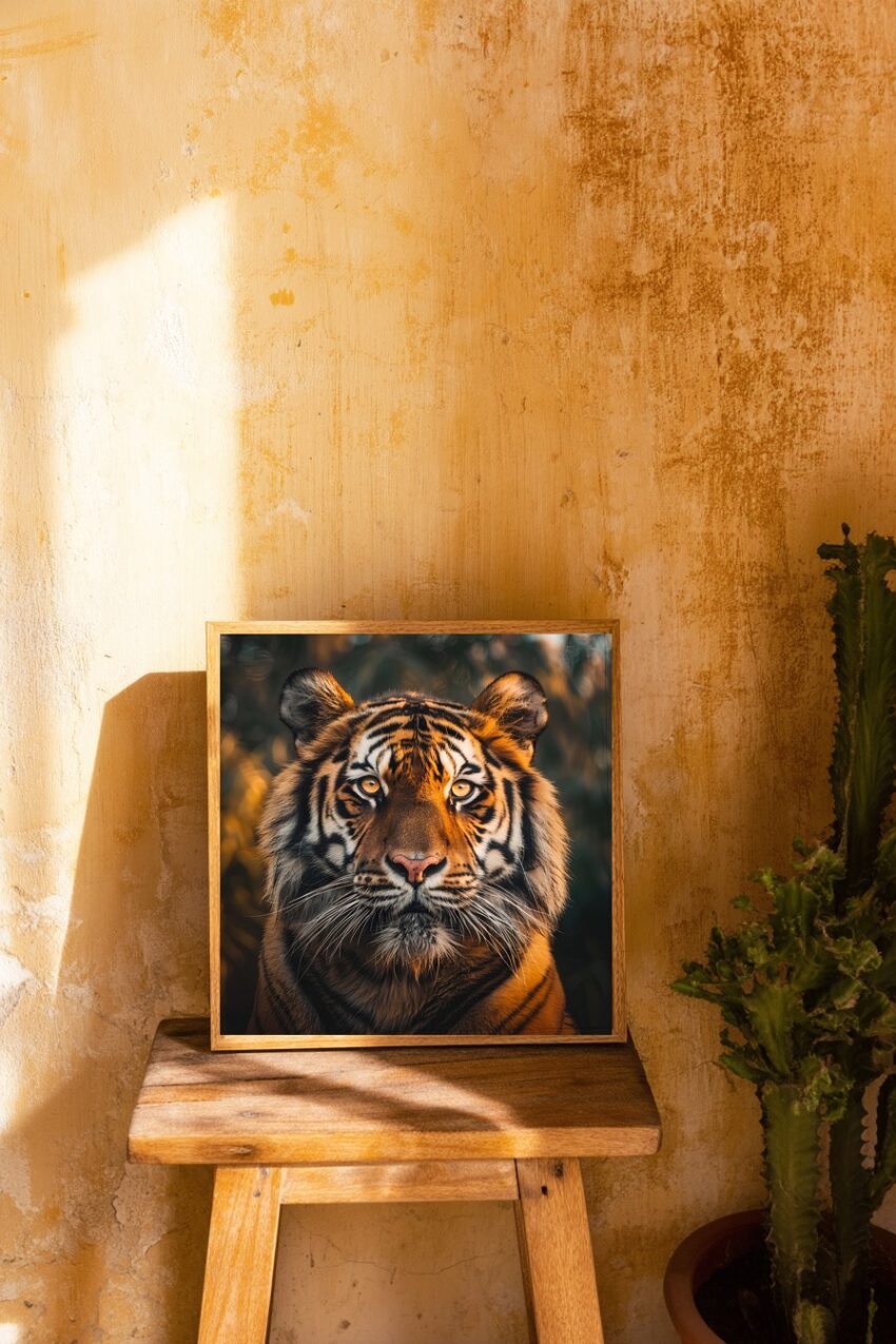 Fotografie Poster Tiger Porträt warm detailreich