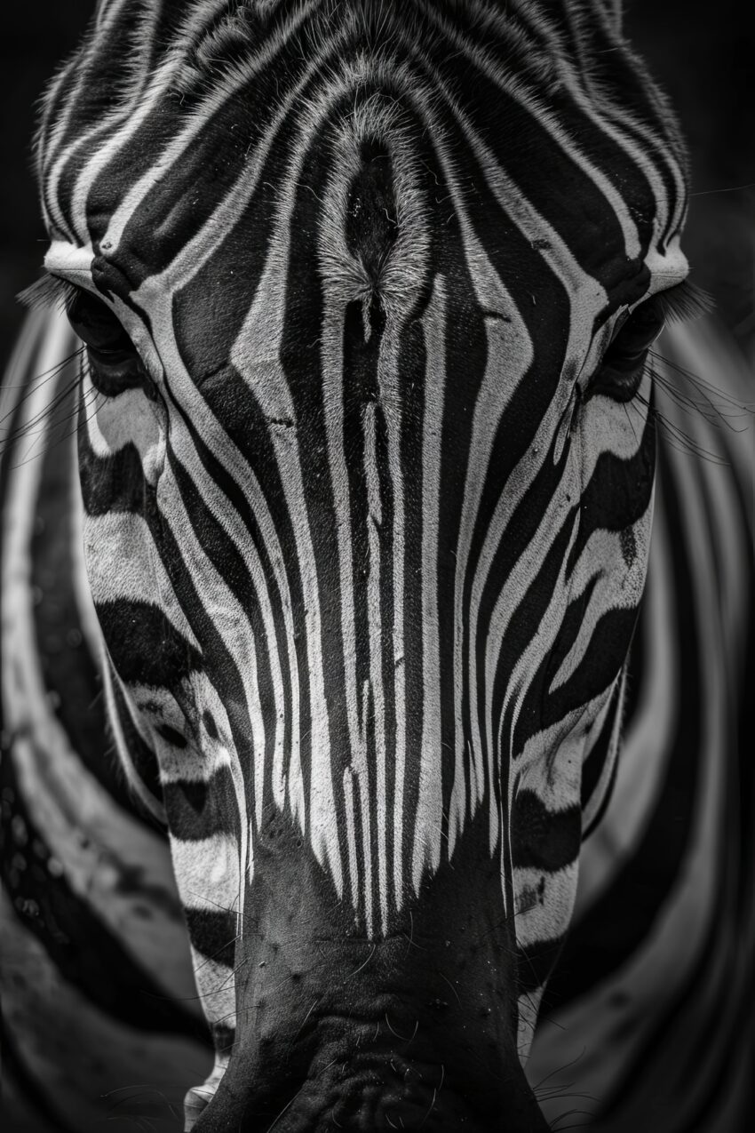 Fotografie Poster Zebra Kopf schwarz-weiß Nahaufnahme