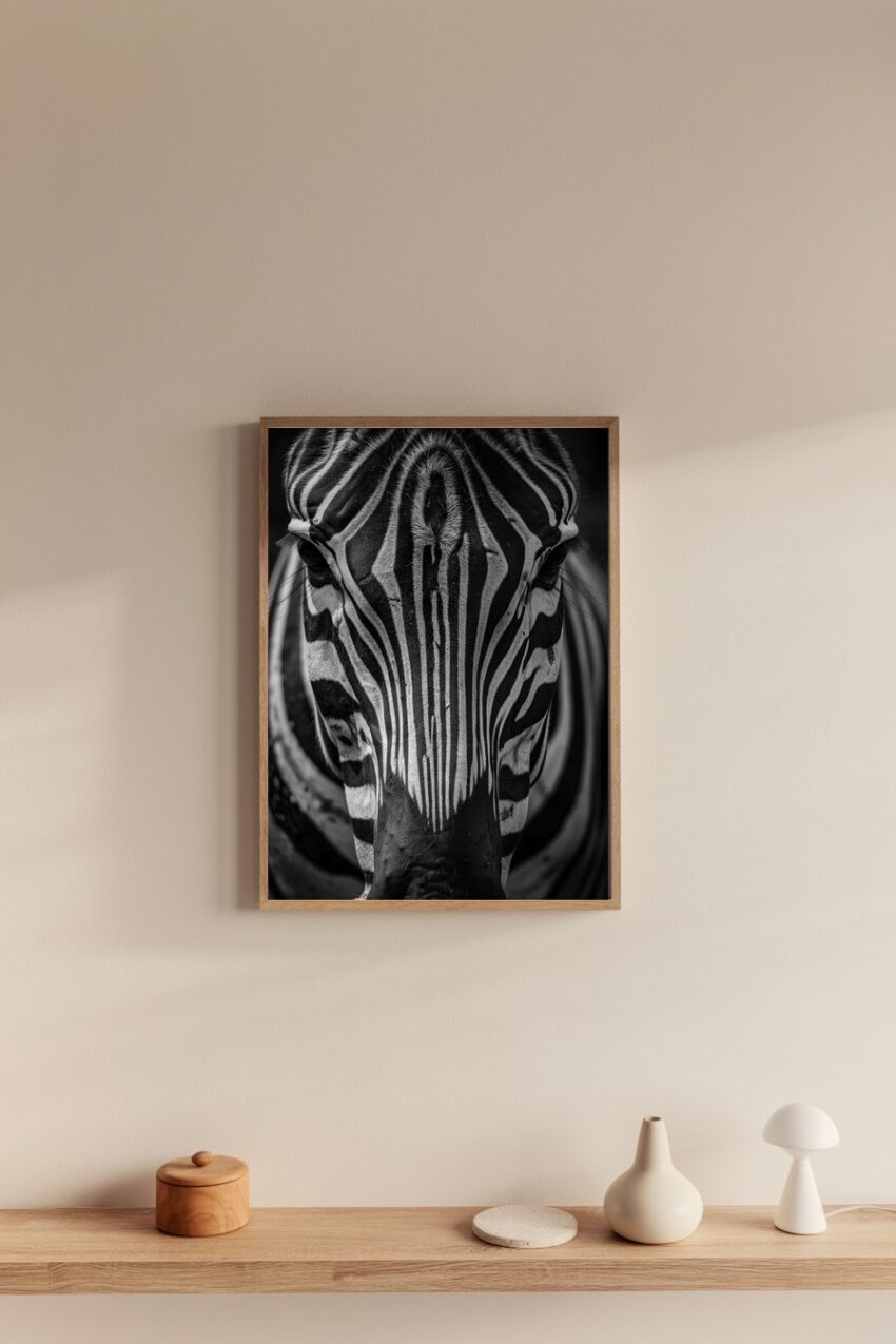 Fotografie Poster Zebra Kopf schwarz-weiß Nahaufnahme