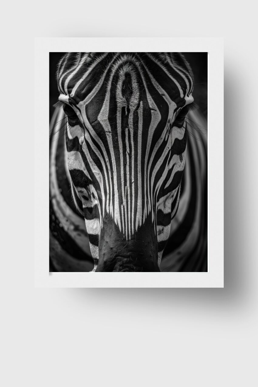 Fotografie Poster Zebra Kopf schwarz-weiß Nahaufnahme